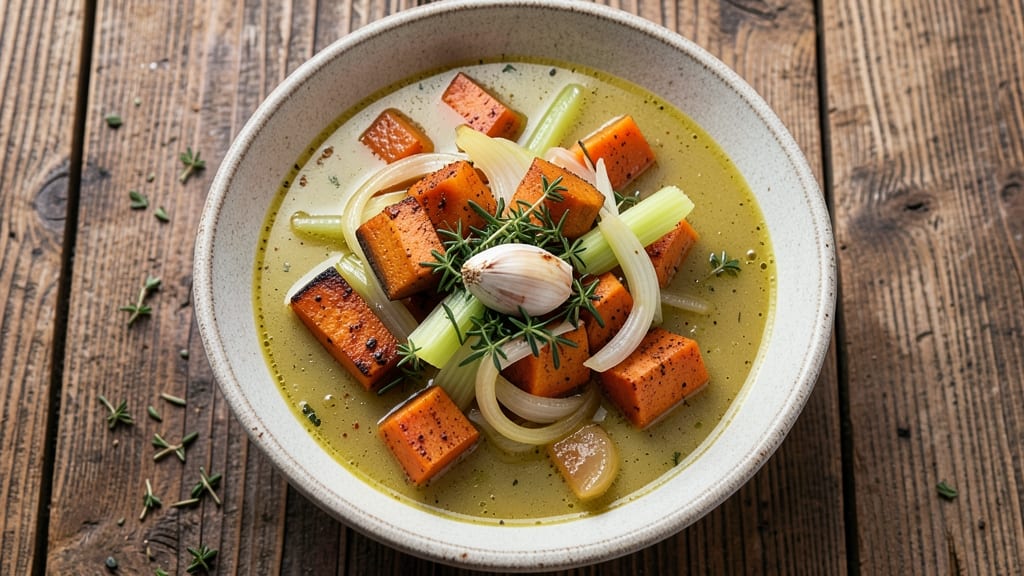 Autumnal Harvest Soup Recipe: Roasted Squash and Celery Crown Crunch