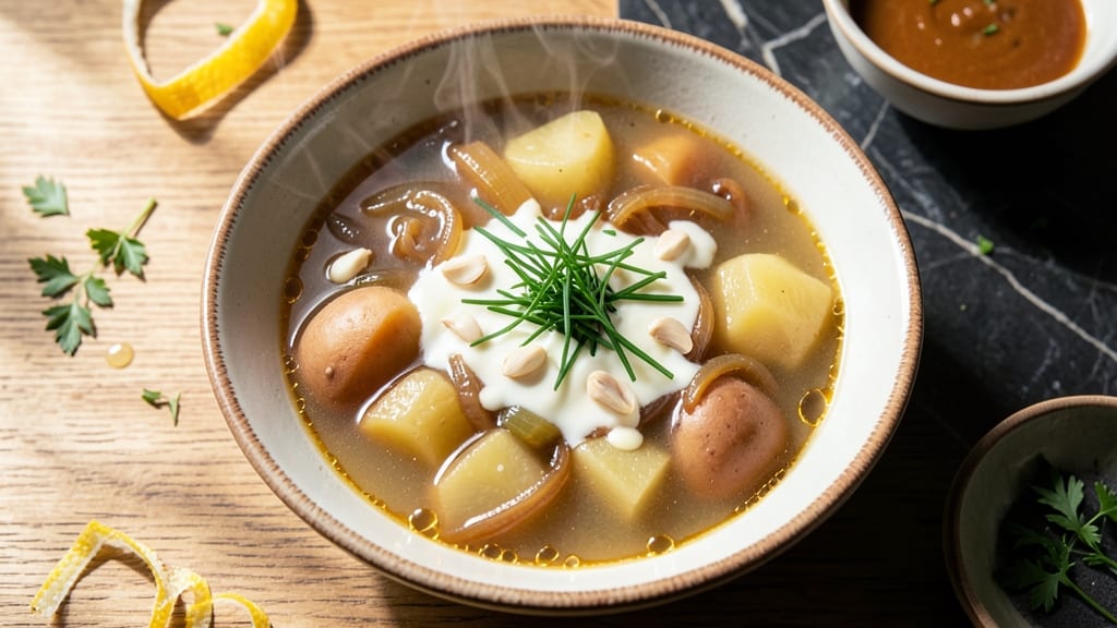 Basic Potato Soup Recipe With Chicken Broth: Crispy Celery Crown Topping Magic