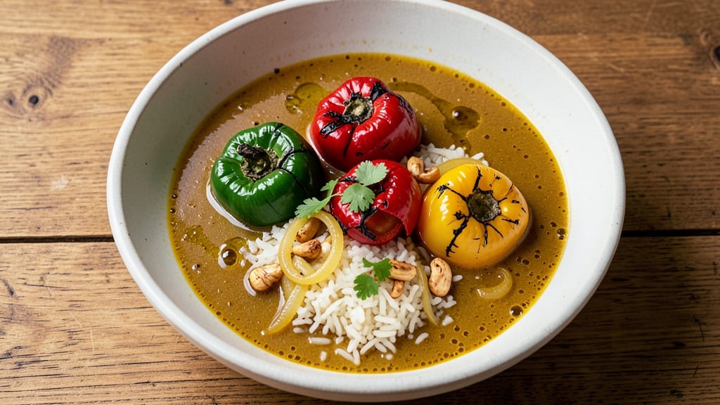 Bell Pepper Soup With Rice Recipe: Smoky Roasted Pepper Base and Fluffy Rice