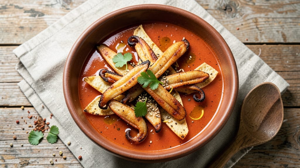 Bat Wings Soup Recipe: Crispy Tortilla Strips Over Smoky Tomato Base