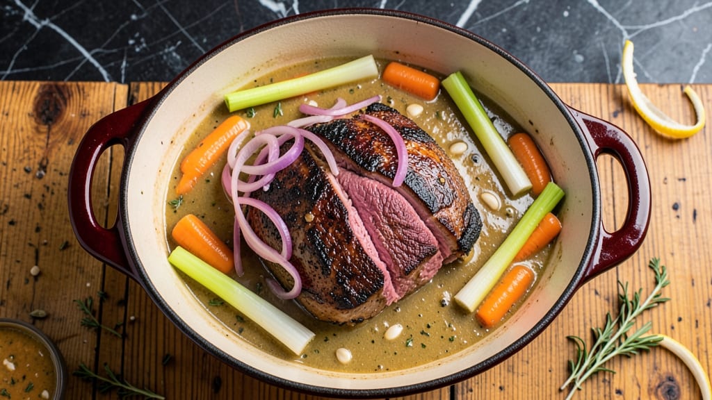 Beef Pot Roast Recipe With Onion Soup Mix: Slow-Cooked Umami Bomb With Crispy Celery Crowns