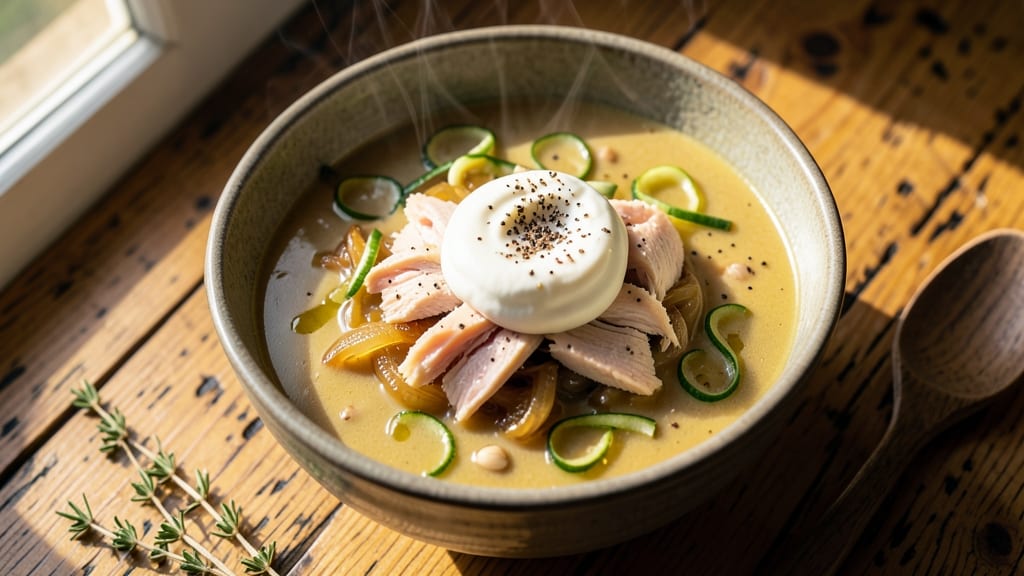 Best Keto Soup Recipe Ever: Zucchini Noodle Velouté With Crispy Parmesan Crust