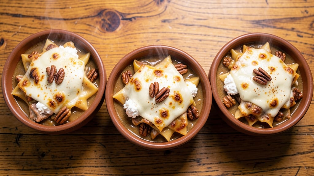 3 Pieces of Pecan Lasagna Soup Recipe: Nutty Comfort With Crispy Celery Crown Topping