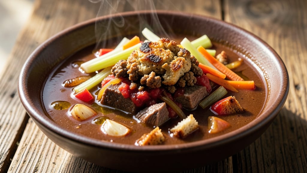 Award-Winning Hamburger Soup Recipe: Juicy Ground Beef and Celery Crown Crunch