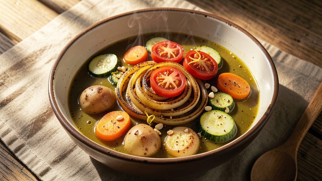 Baked Vegetable Soup Recipe: Roasted Veggie Depth Over Creamy Herb Base
