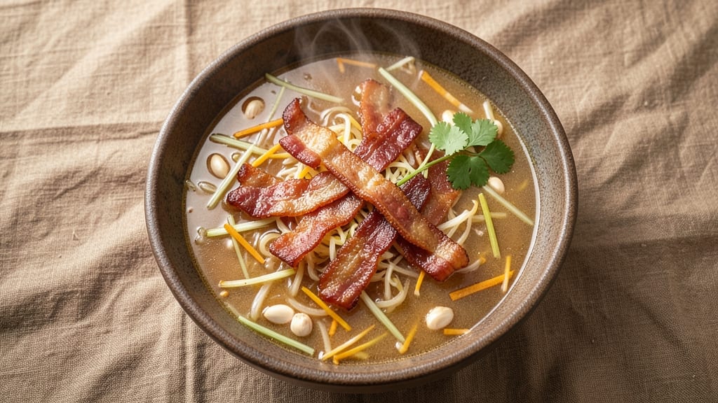 Batim Bacon Soup Recipe: Smoky Gruyère Crunch Over Creamy Herb Broth