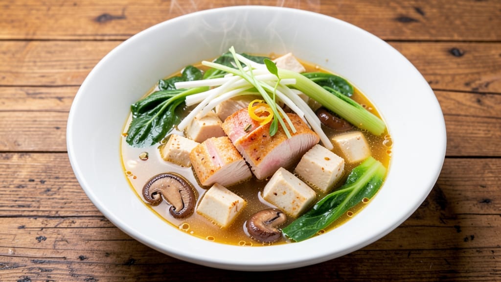 Asian Ginger Broth Soup Recipe: Zesty Spice Infusion With Silky Rice Noodles