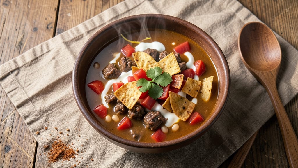 Best Taco Soup Recipe From Scratch: Crispy Tortilla Crowns Over Smoky Chili Heat