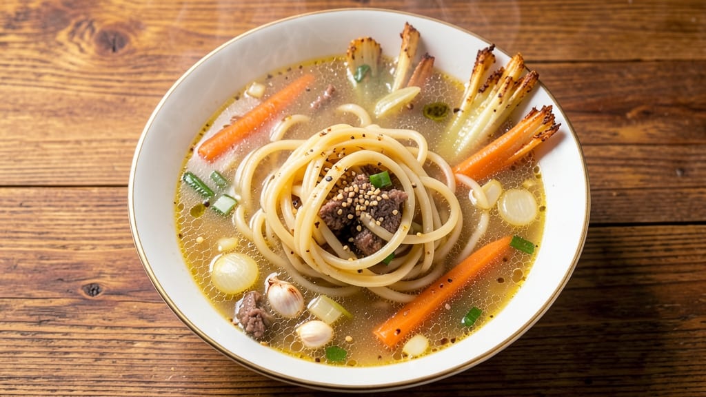 Beef Broth Noodle Soup Recipe: Umami-Packed Depth With Celery Crown Crunch