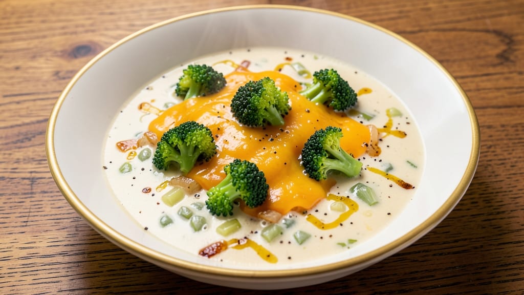 Applebee's Broccoli Cheese Soup Recipe: Crispy Celery Crowns Over Ultra-Creamy Gruyère Velout