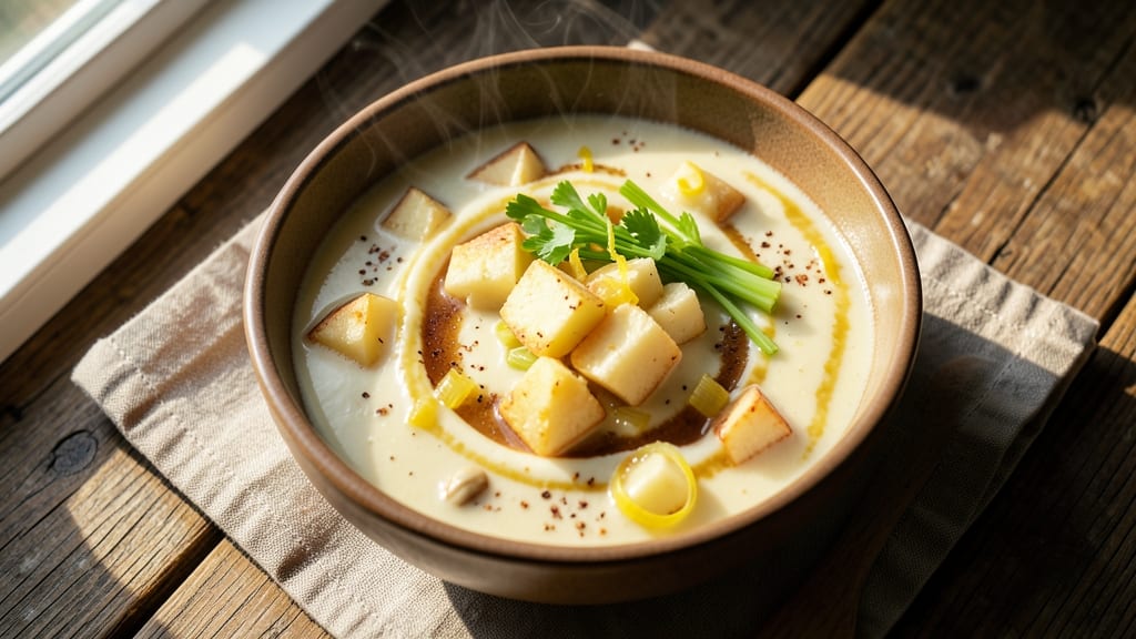 Baked Potato Soup Recipe With Half And Half: Ultra-Creamy Velouté With Crispy Celery Crowns