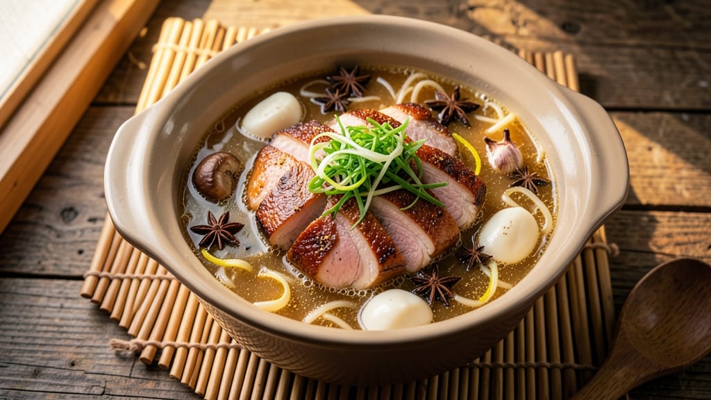 Asian Duck Soup Recipe: Star-Anise and Ginger Simmered Richness