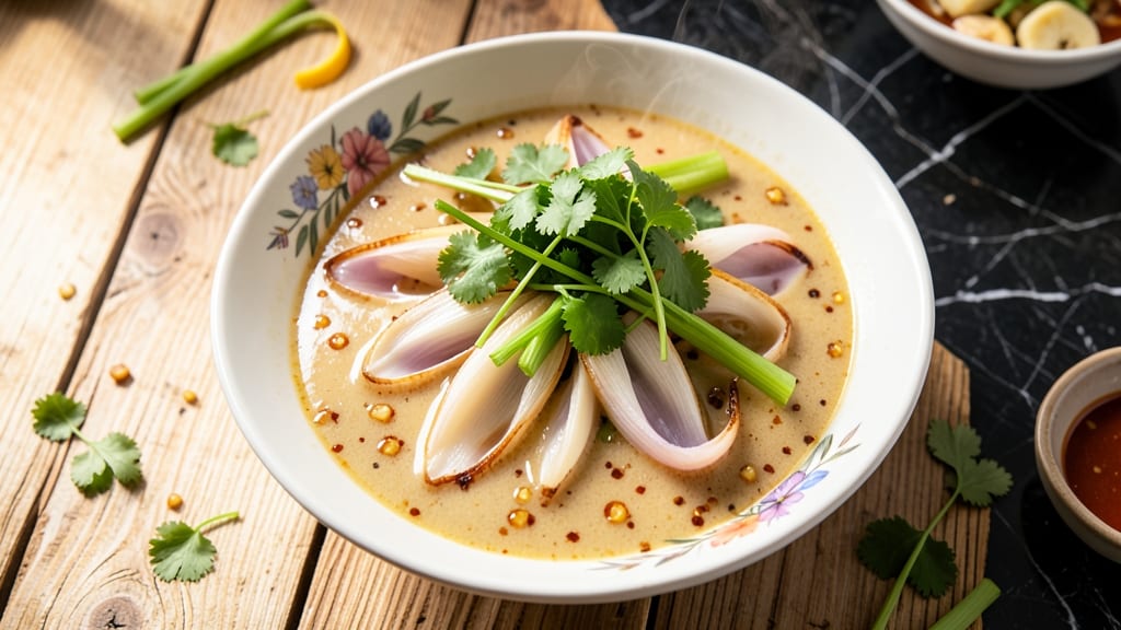 Banana Flower Soup Recipe: Fragrant Coconut-Lemongrass Velout With Crispy Topping