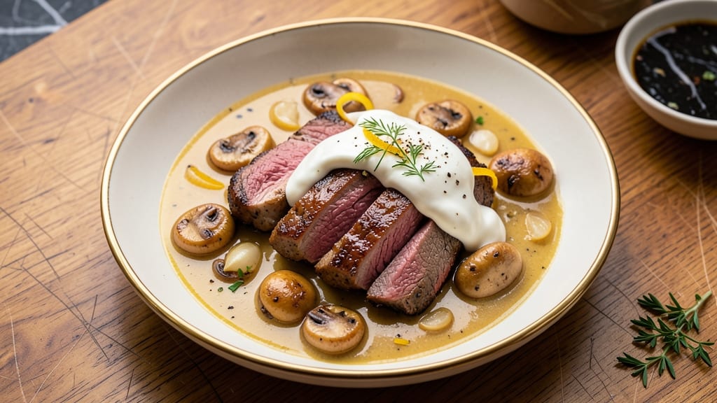 Beef Stroganoff Recipe With Golden Mushroom Soup And Sour Cream: Sour Cream Velout With Earthy Mushroom Depth