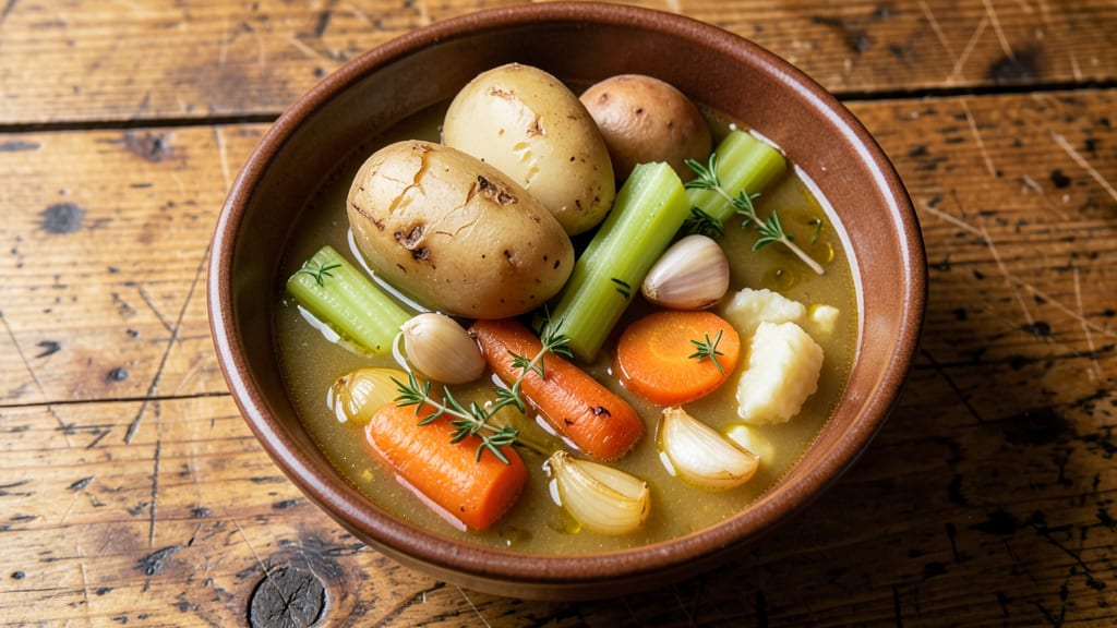 Applewood Farmhouse Restaurant Vegetable Soup Recipe: Crisp Celery Crowns Over Smoky Herb Broth