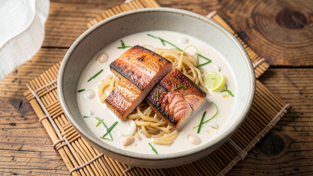Asian Salmon Soup Recipe: Fragrant Ginger-Lemongrass Broth with Silky Noodles