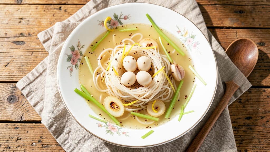 Ant Egg Soup Recipe: Silky Rice Noodles With Golden Celery Crowns